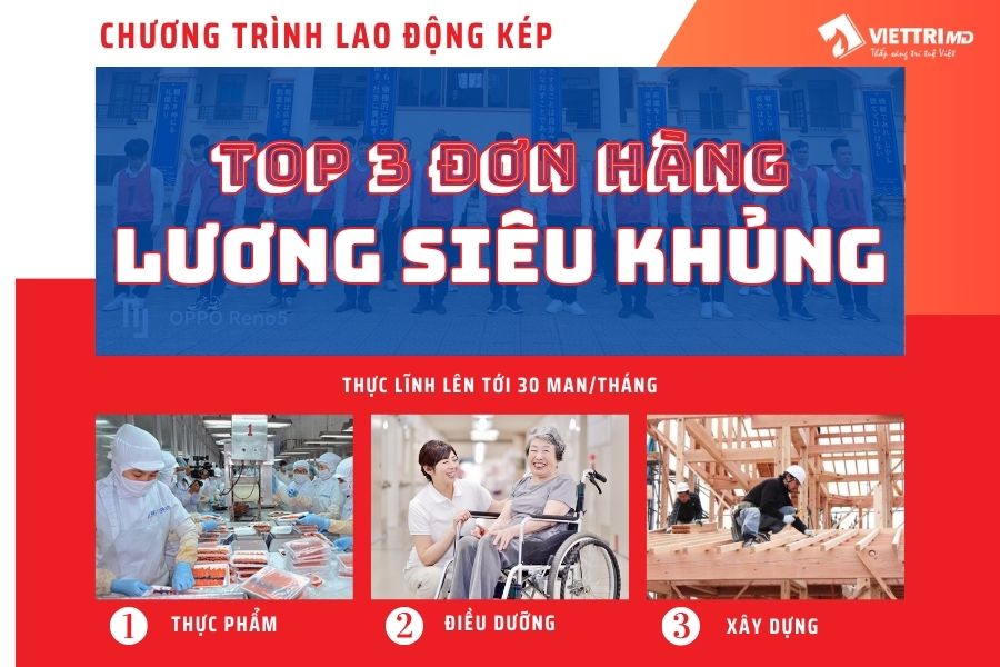 Top 3 đơn hàng lao động kép Nhật Bản lương siêu khủng